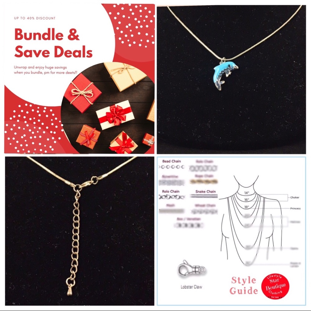Ocean blue dolphin pendant & necklace